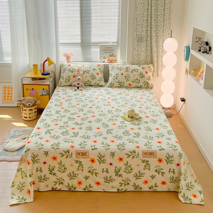 维娜斯家纺 2025新款卡通牛奶绒印花床单单件 青柠薄荷