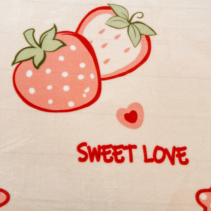 91家纺网 家纺一手货源 找家纺 维娜斯家纺 2025新款卡通牛奶绒印花床单单件 草莓酱