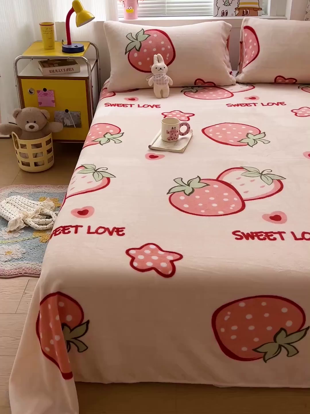 91家纺网 家纺一手货源 找家纺 （总）维娜斯家纺 2025新款卡通牛奶绒印花床单单件