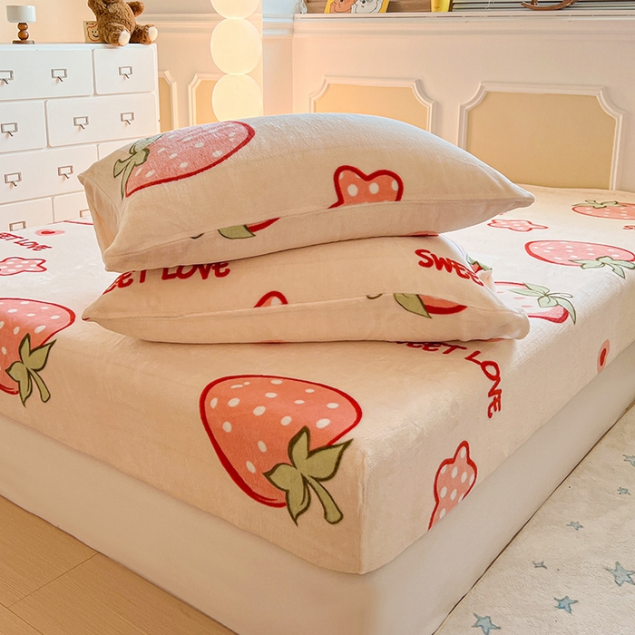 91家纺网 家纺一手货源 找家纺 （总）维娜斯家纺 2025新款卡通牛奶绒印花床笠单件