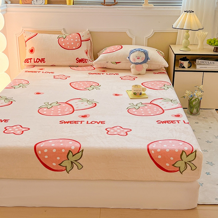 91家纺网 家纺一手货源 找家纺 （总）维娜斯家纺 2025新款卡通牛奶绒印花床笠单件