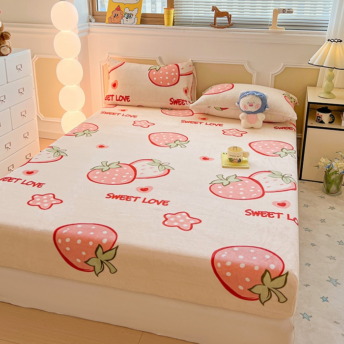 91家纺网 家纺一手货源 找家纺 （总）维娜斯家纺 2025新款卡通牛奶绒印花床笠单件