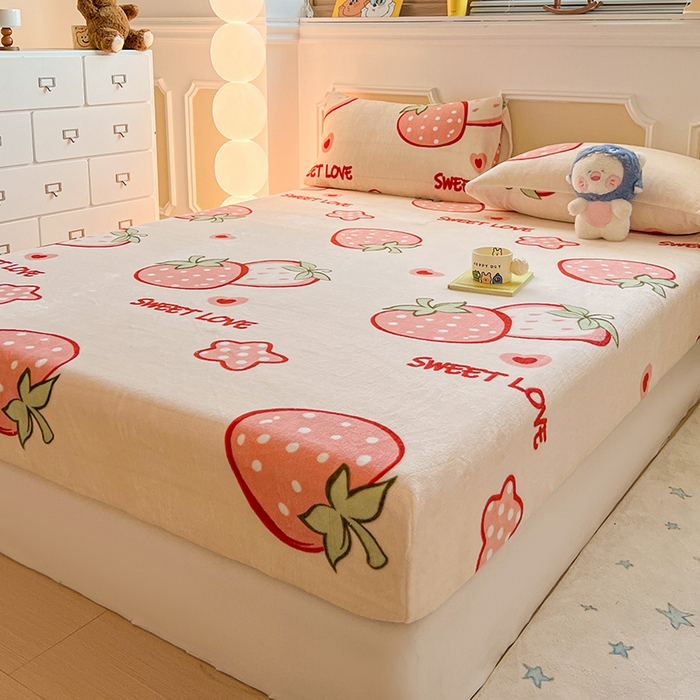 91家纺网 家纺一手货源 找家纺 （总）维娜斯家纺 2025新款卡通牛奶绒印花床笠单件