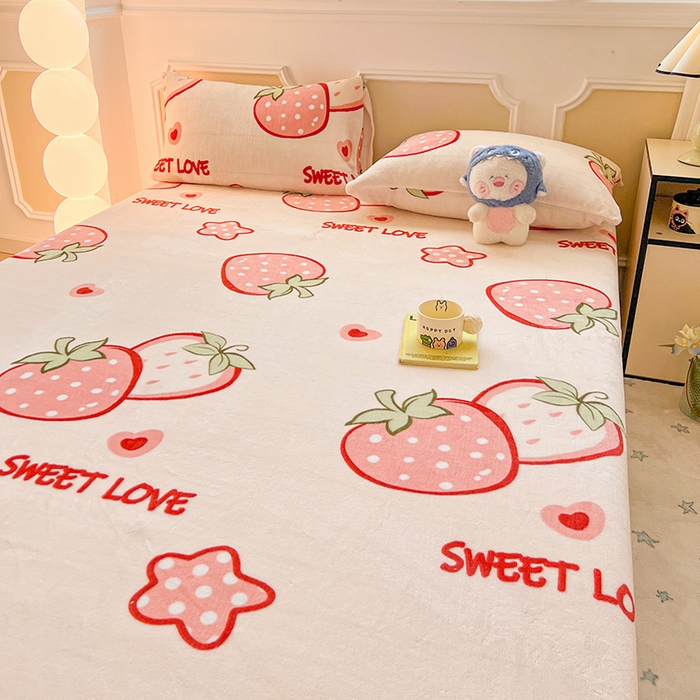 91家纺网 家纺一手货源 找家纺 （总）维娜斯家纺 2025新款卡通牛奶绒印花床笠单件