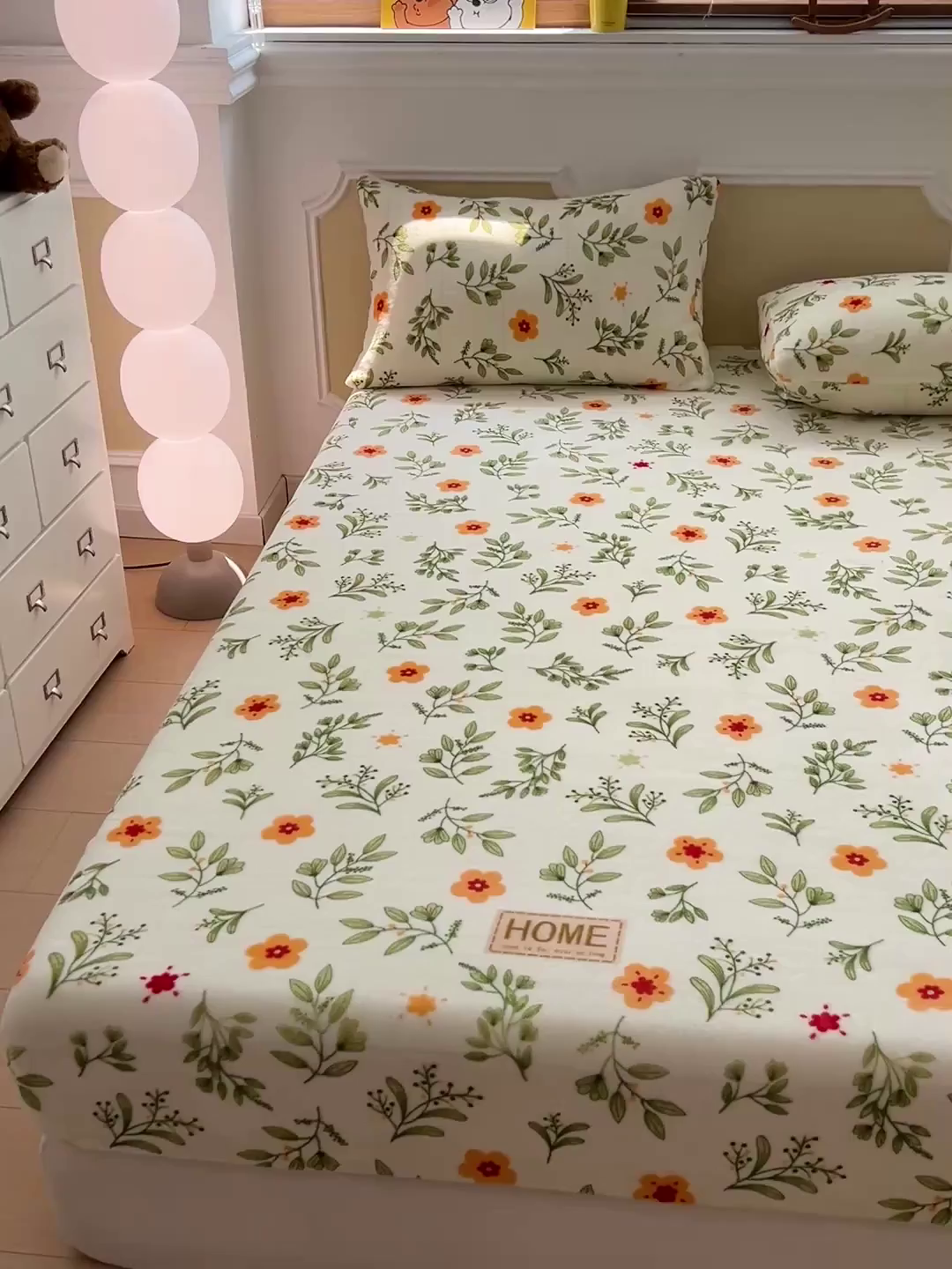 91家纺网 家纺一手货源 找家纺 维娜斯家纺 2025新款卡通牛奶绒印花床笠单件 青柠薄荷