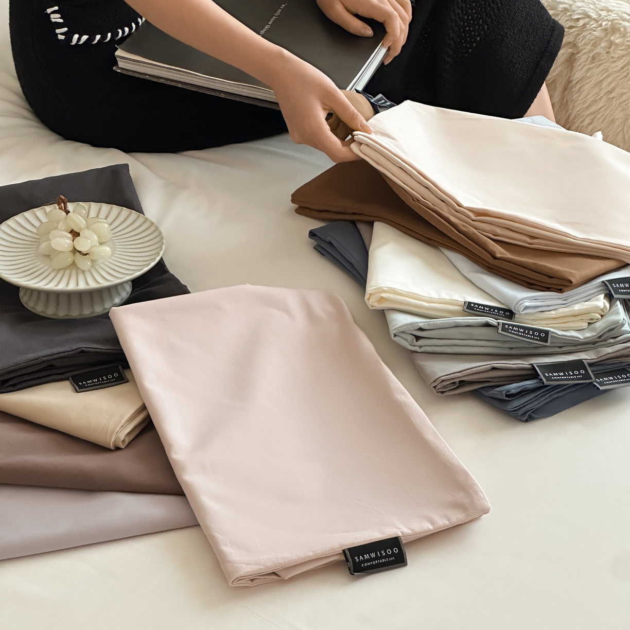 91家纺网 家纺一手货源 找家纺 （总）三味舒屋 2025新款50支磨毛长绒棉纯棉纯色单枕套枕套单件-长期主义