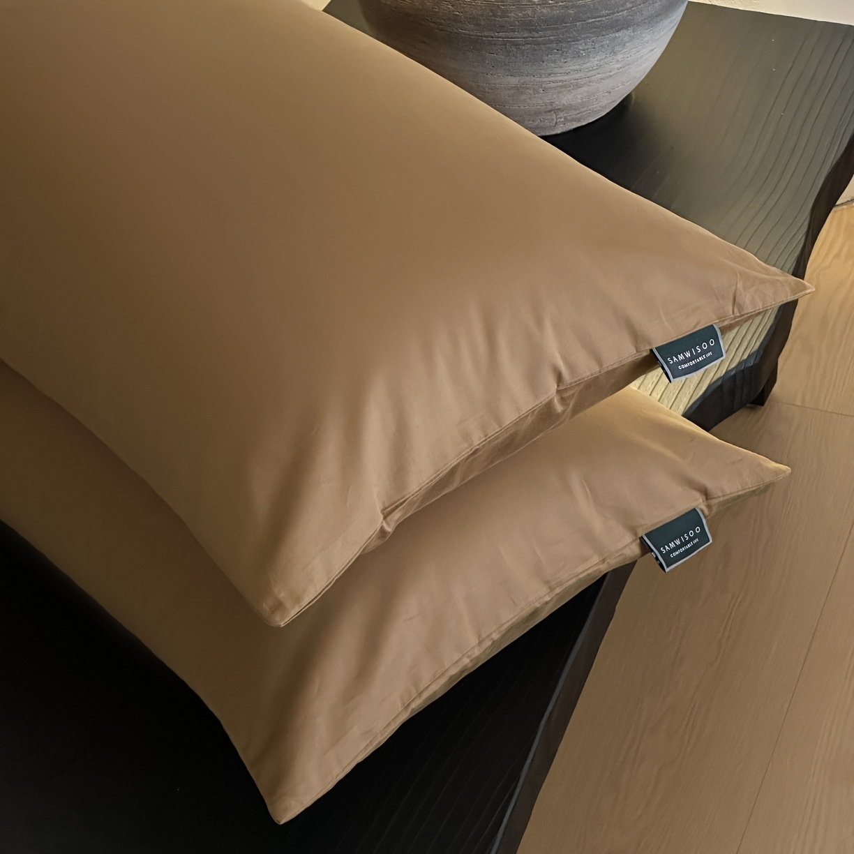 91家纺网 家纺一手货源 找家纺 三味舒屋 2025新款50支磨毛长绒棉纯棉纯色单枕套枕套单件-长期主义 金属咖