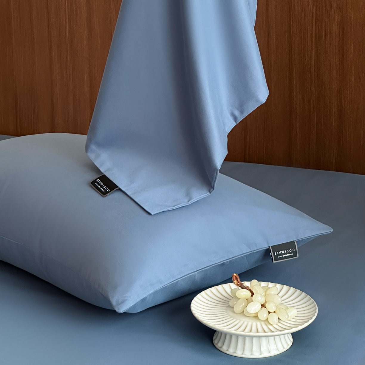 91家纺网 家纺一手货源 找家纺 三味舒屋 2025新款50支磨毛长绒棉纯棉纯色单枕套枕套单件-长期主义 南非蓝