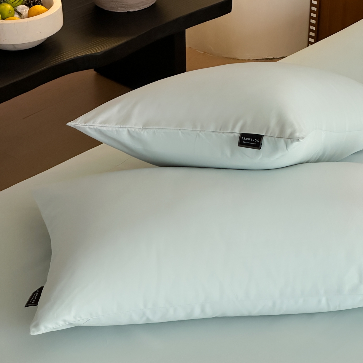 91家纺网 家纺一手货源 找家纺 三味舒屋 2025新款50支磨毛长绒棉纯棉纯色单枕套枕套单件-长期主义 泡沫绿