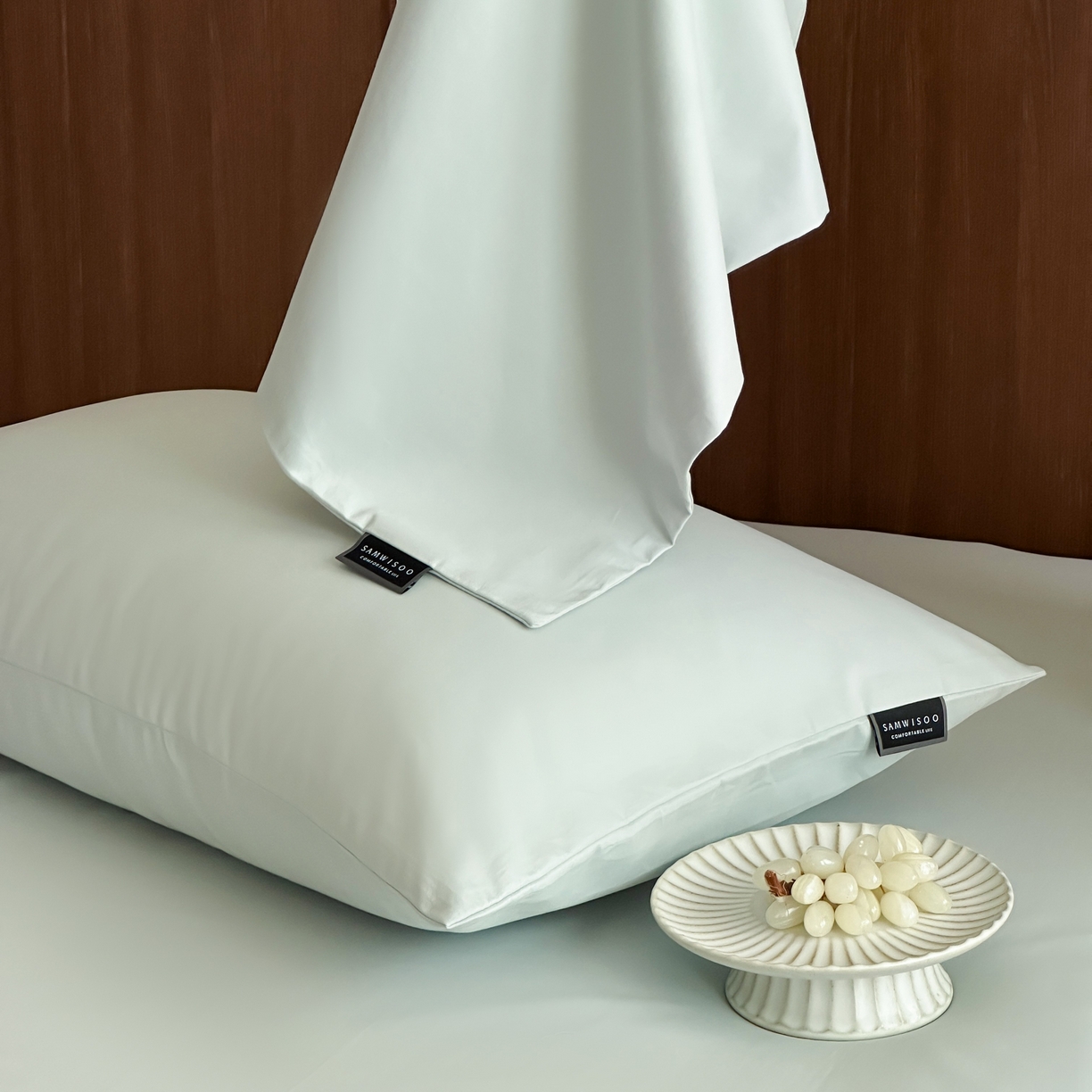 91家纺网 家纺一手货源 找家纺 三味舒屋 2025新款50支磨毛长绒棉纯棉纯色单枕套枕套单件-长期主义 泡沫绿