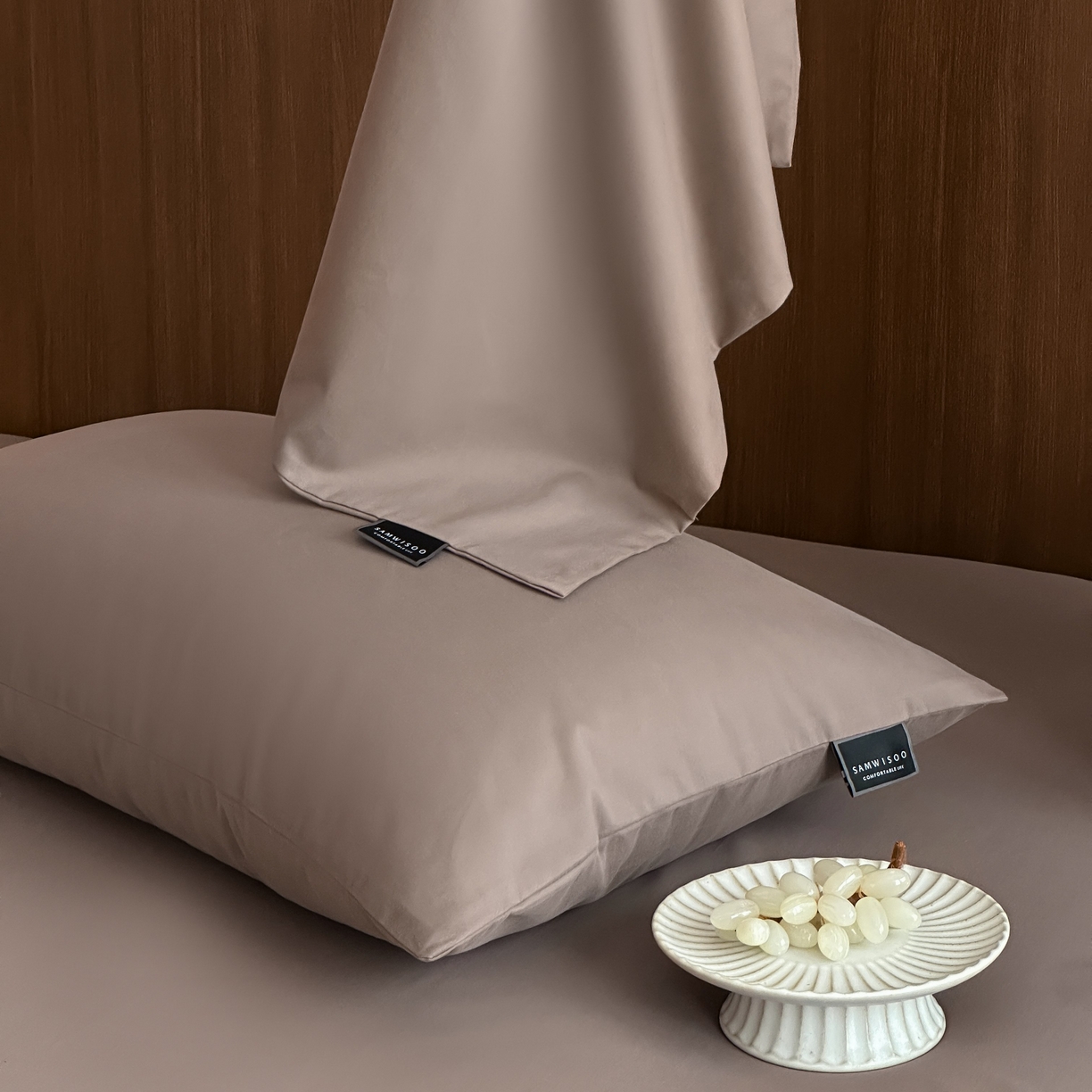 91家纺网 家纺一手货源 找家纺 三味舒屋 2025新款50支磨毛长绒棉纯棉纯色单枕套枕套单件-长期主义 巧克力