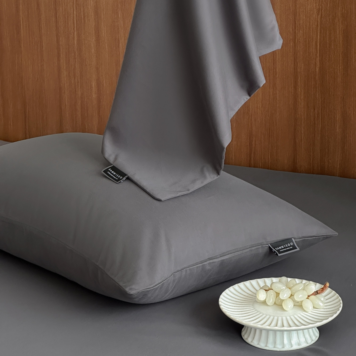 91家纺网 家纺一手货源 找家纺 三味舒屋 2025新款50支磨毛长绒棉纯棉纯色单枕套枕套单件-长期主义 深灰