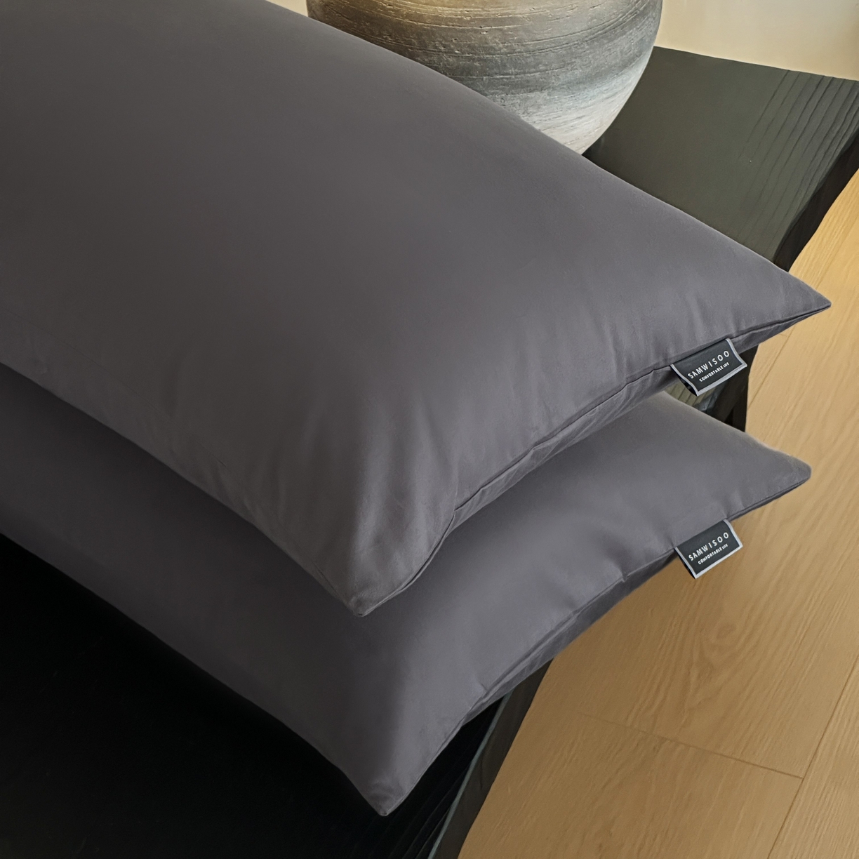 91家纺网 家纺一手货源 找家纺 三味舒屋 2025新款50支磨毛长绒棉纯棉纯色单枕套枕套单件-长期主义 深灰