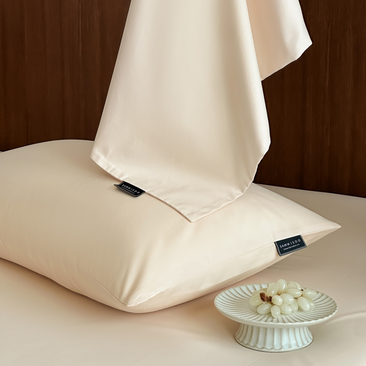 91家纺网 家纺一手货源 找家纺 三味舒屋 2025新款50支磨毛长绒棉纯棉纯色单枕套枕套单件-长期主义 亚麻金