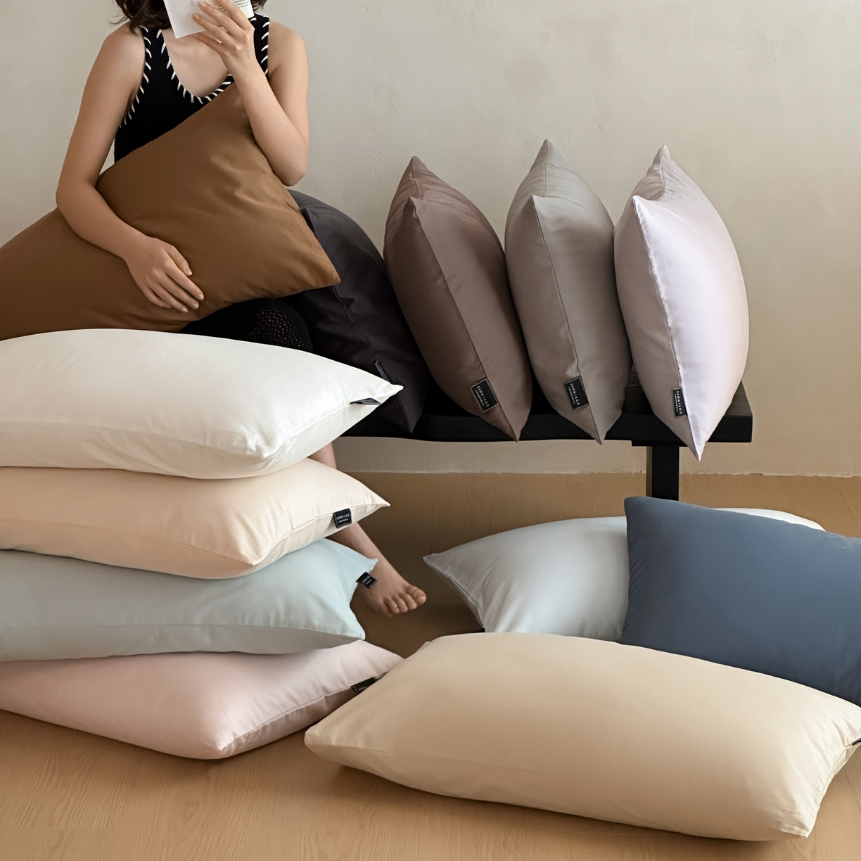 三味舒屋 2025新款50支磨毛长绒棉纯棉纯色单枕套枕套单件-长期主义 组合图仅供展示不可下单