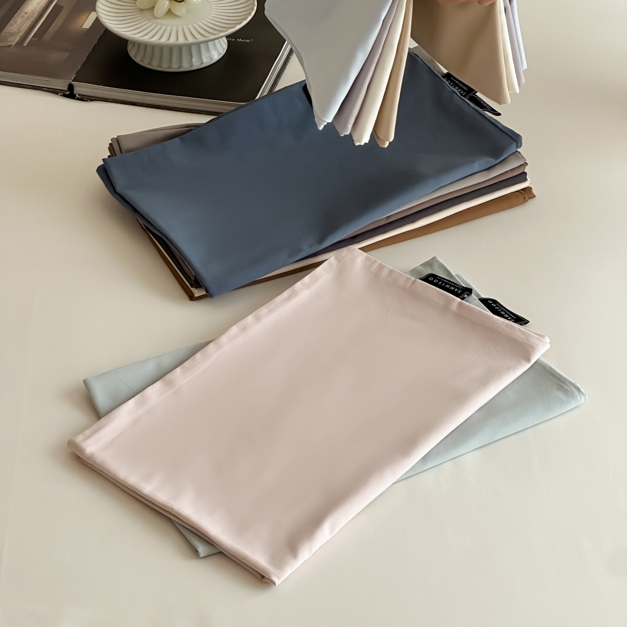 91家纺网 家纺一手货源 找家纺 三味舒屋 2025新款50支磨毛长绒棉纯棉纯色单枕套枕套单件-长期主义 组合图仅供展示不可下单