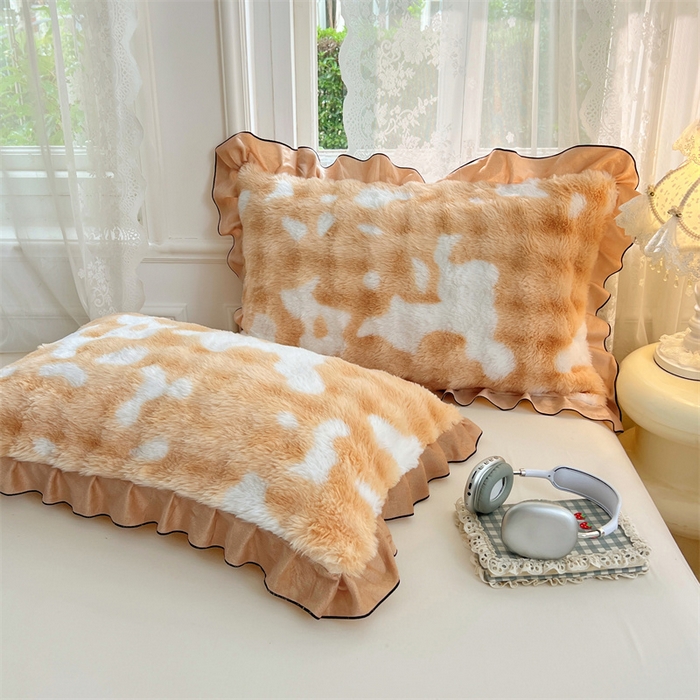 91家纺网 家纺一手货源 找家纺 （总）梦舒羽 2025新款兔毛绒单人枕套牛奶绒枕芯套雪花绒宿舍枕头套-泡泡