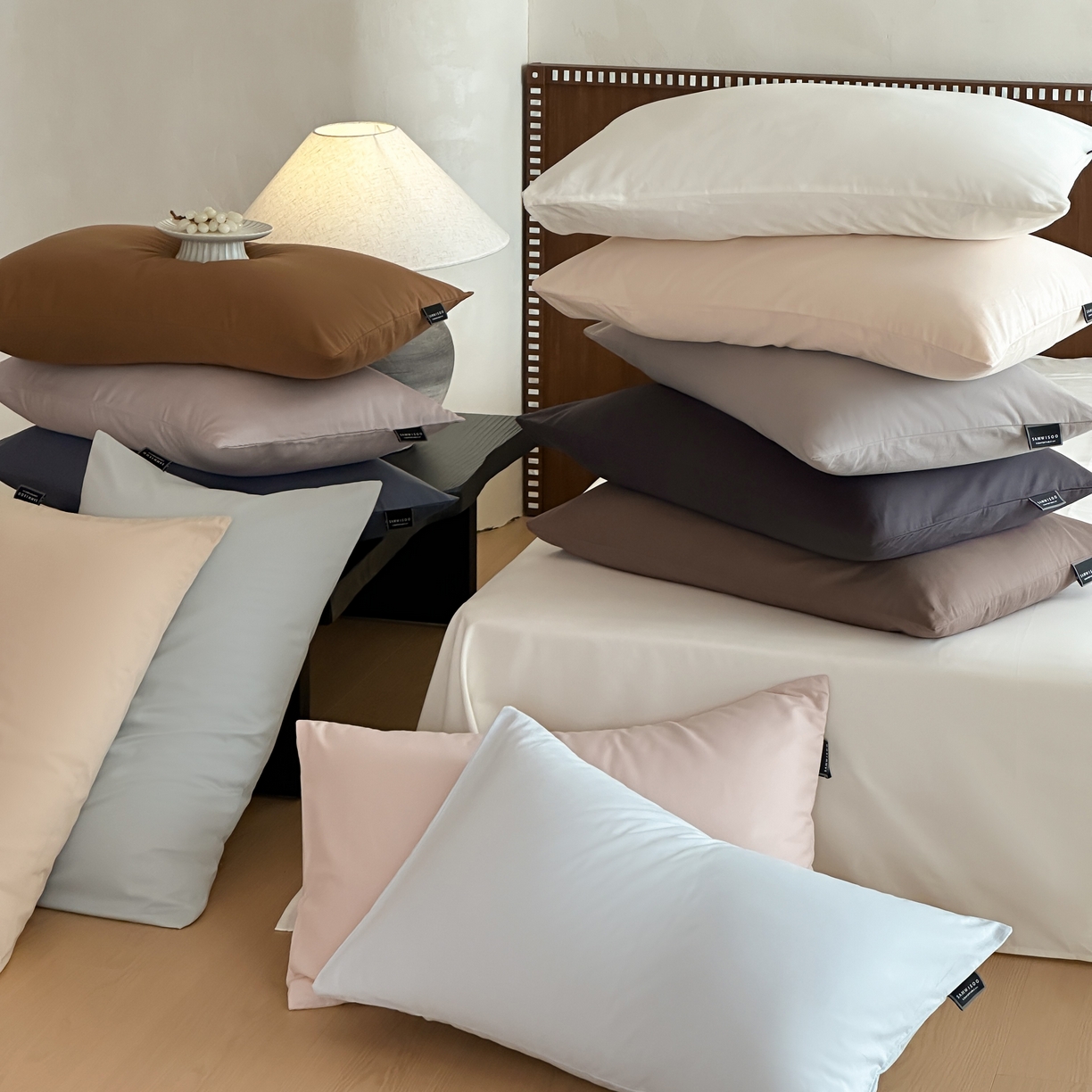 91家纺网 家纺一手货源 找家纺 三味舒屋 2025新款50支磨毛长绒棉纯棉纯色单枕套枕套单件-长期主义 组合图仅供展示不可下单