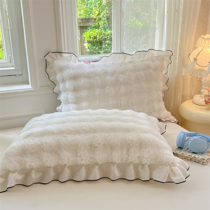 91家纺网 家纺一手货源 找家纺 （总）梦舒羽 2025新款兔毛绒单人枕套牛奶绒枕芯套雪花绒宿舍枕头套-泡泡