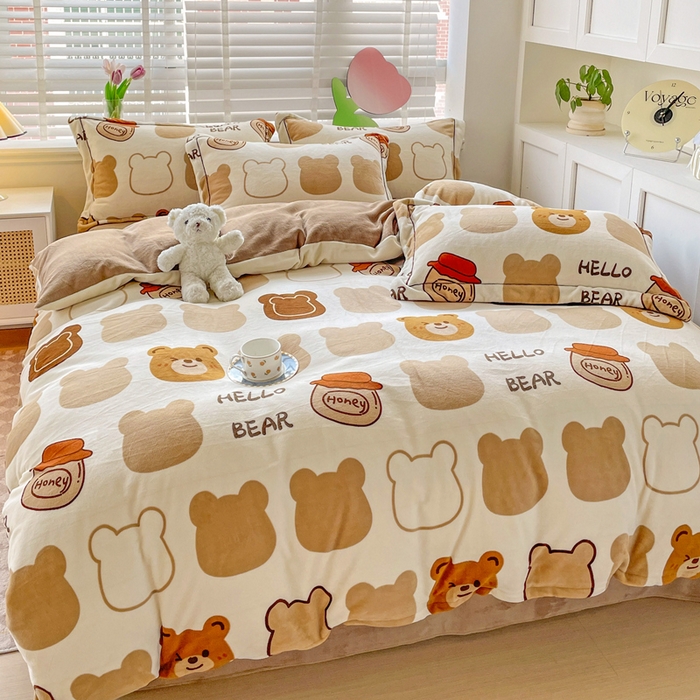 91家纺网 家纺一手货源 找家纺 （总）丽涵家纺 2025秋冬新品230克全工艺消光牛奶绒印花四件套