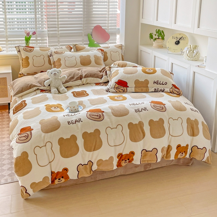 91家纺网 家纺一手货源 找家纺 （总）丽涵家纺 2025秋冬新品230克全工艺消光牛奶绒印花四件套