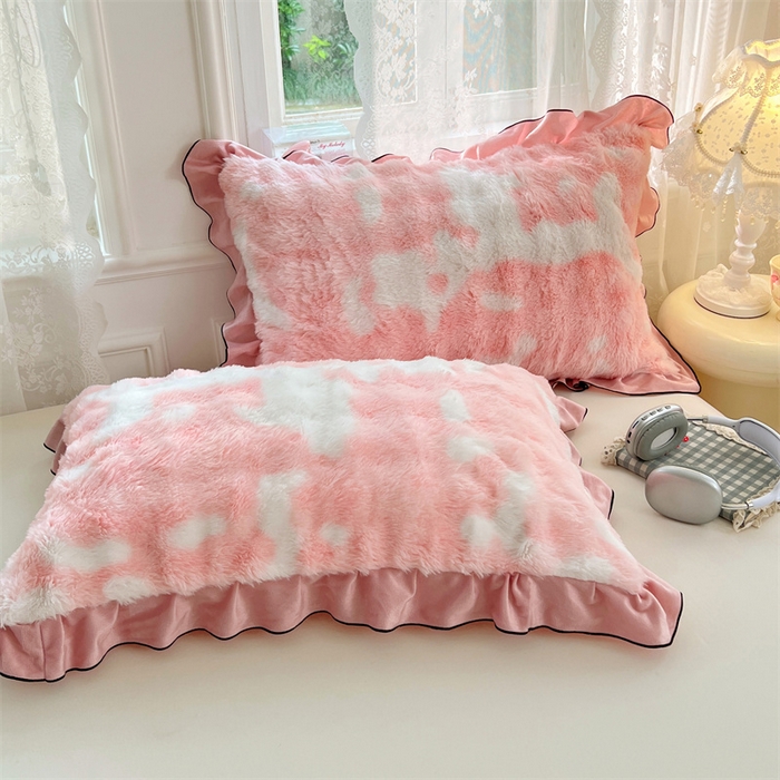 91家纺网 家纺一手货源 找家纺 （总）梦舒羽 2025新款兔毛绒单人枕套牛奶绒枕芯套雪花绒宿舍枕头套-泡泡