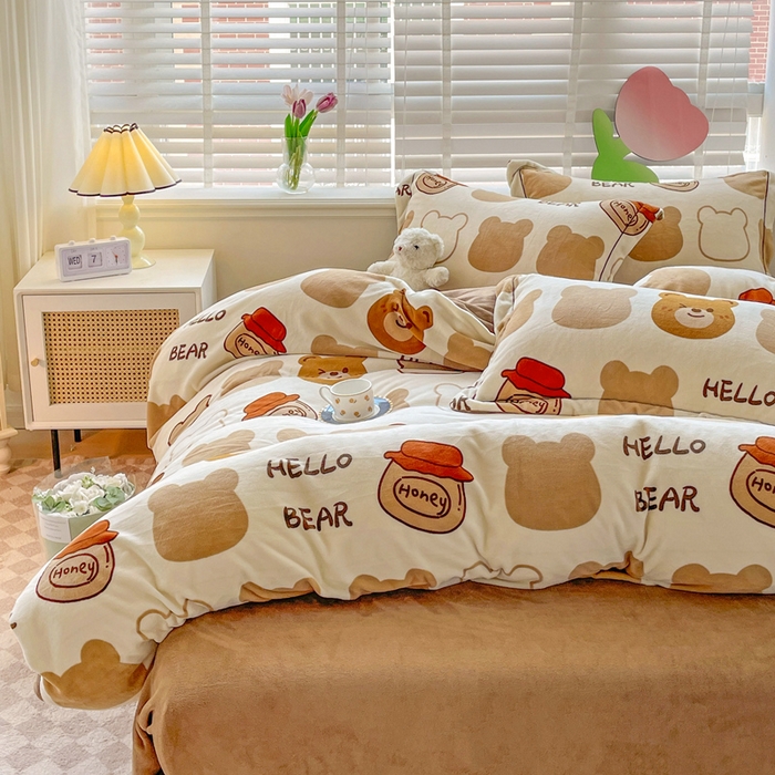 91家纺网 家纺一手货源 找家纺 （总）丽涵家纺 2025秋冬新品230克全工艺消光牛奶绒印花四件套