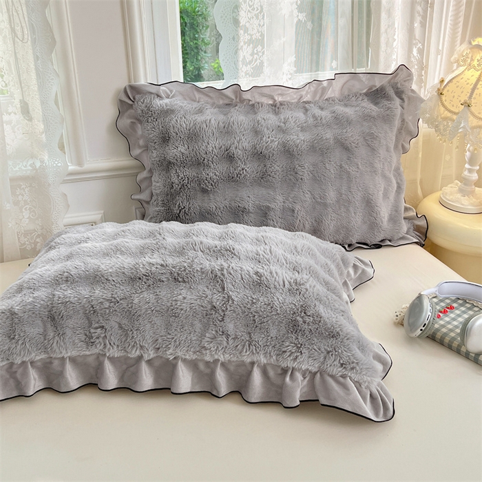 91家纺网 家纺一手货源 找家纺 （总）梦舒羽 2025新款兔毛绒单人枕套牛奶绒枕芯套雪花绒宿舍枕头套-泡泡