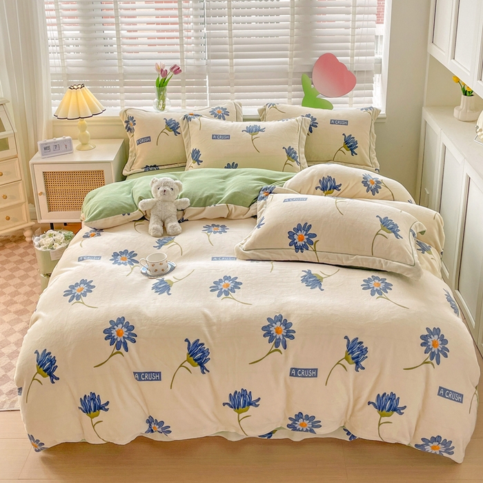 91家纺网 家纺一手货源 找家纺 （总）丽涵家纺 2025秋冬新品230克全工艺消光牛奶绒印花四件套