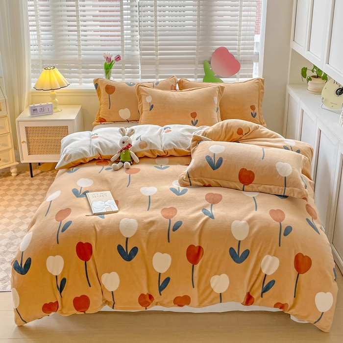 91家纺网 家纺一手货源 找家纺 （总）丽涵家纺 2025秋冬新品230克全工艺消光牛奶绒印花四件套