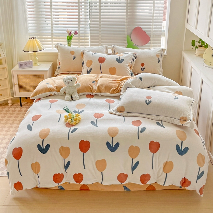 91家纺网 家纺一手货源 找家纺 （总）丽涵家纺 2025秋冬新品230克全工艺消光牛奶绒印花四件套