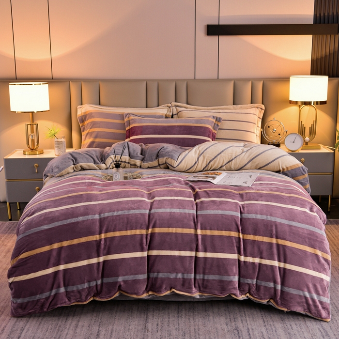 91家纺网 家纺一手货源 找家纺 （总）丽涵家纺 2025秋冬新品230克全工艺消光牛奶绒印花四件套