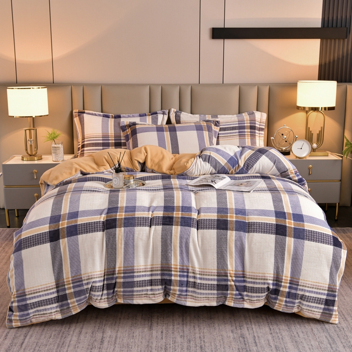 91家纺网 家纺一手货源 找家纺 （总）丽涵家纺 2025秋冬新品230克全工艺消光牛奶绒印花四件套