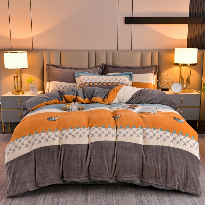 91家纺网 家纺一手货源 找家纺 （总）丽涵家纺 2025秋冬新品230克全工艺消光牛奶绒印花四件套