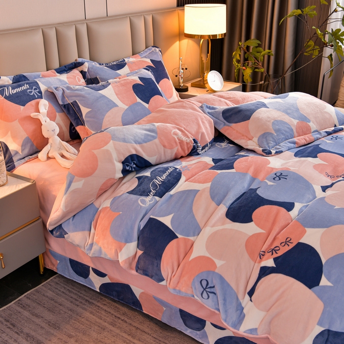 91家纺网 家纺一手货源 找家纺 丽涵家纺 2025秋冬新品230克全工艺消光牛奶绒印花四件套 爱的海洋