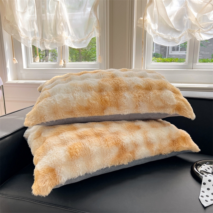 91家纺网 家纺一手货源 找家纺 （总）梦舒羽 2025新款兔毛绒单人枕套牛奶绒枕芯套雪花绒宿舍枕头套一对装-泡泡