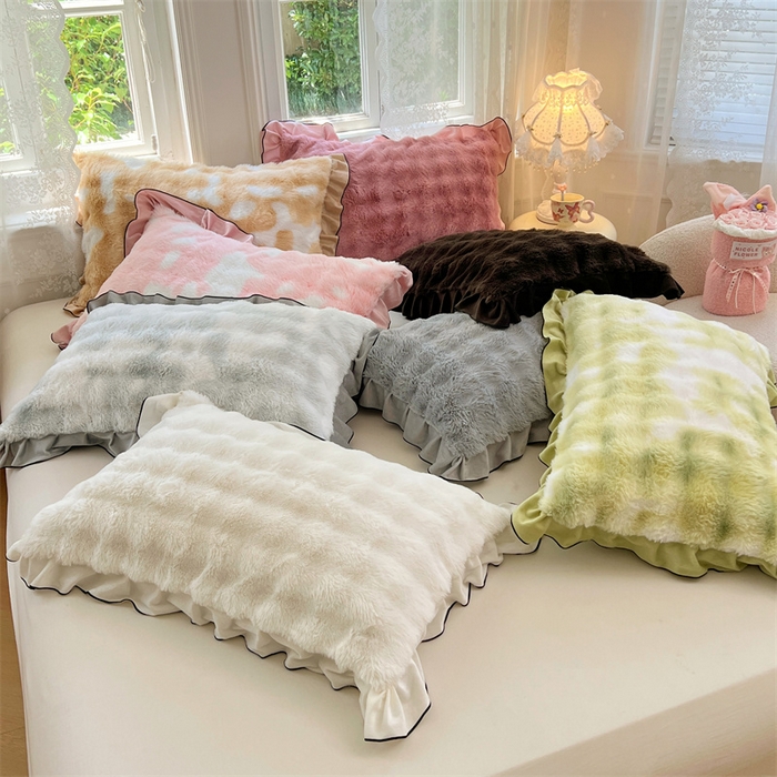 梦舒羽 2025新款兔毛绒单人枕套牛奶绒枕芯套雪花绒宿舍枕头套-泡泡 组合