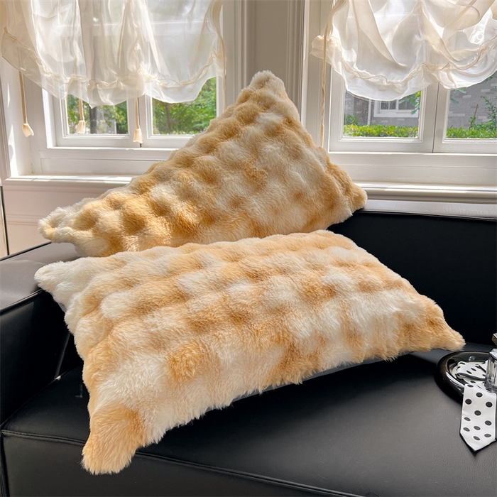 91家纺网 家纺一手货源 找家纺 梦舒羽 2025新款兔毛绒单人枕套牛奶绒枕芯套雪花绒宿舍枕头套一对装-泡泡 兔毛绒泡泡-梦幻奶咖