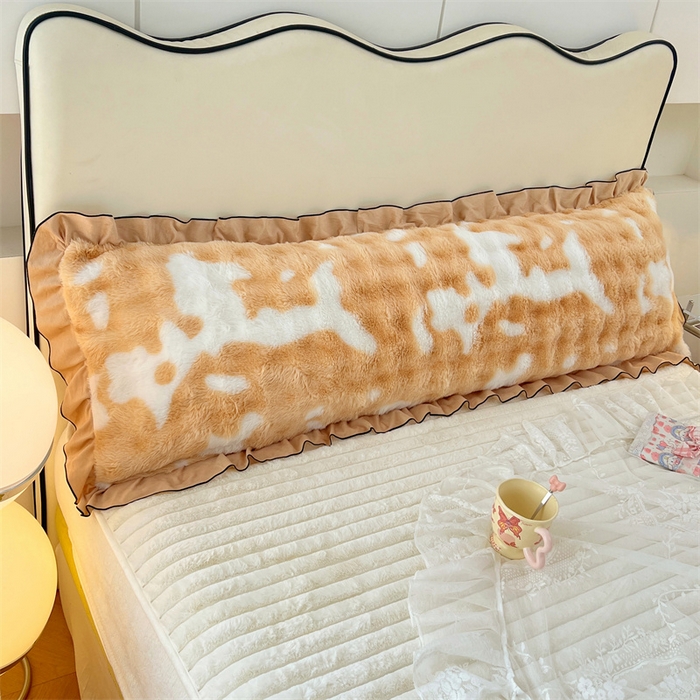 91家纺网 家纺一手货源 找家纺 （总）梦舒羽 2025新款兔毛绒花边双人枕套牛奶绒加长情侣枕芯套雪花绒枕头套-泡泡