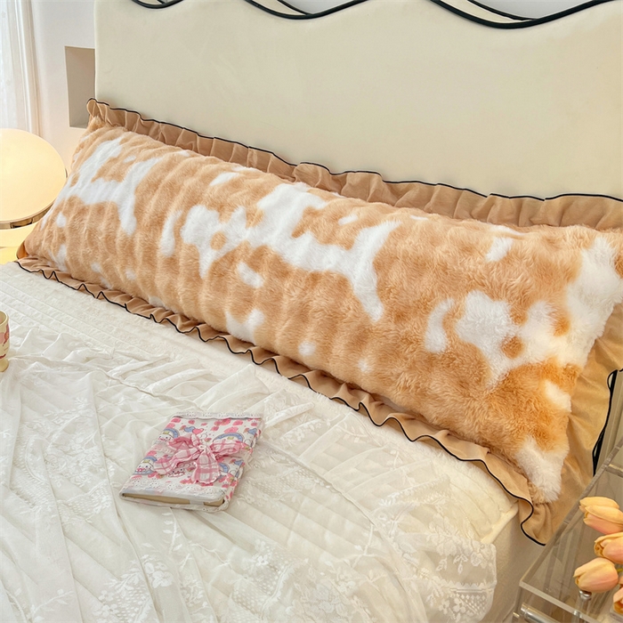 91家纺网 家纺一手货源 找家纺 （总）梦舒羽 2025新款兔毛绒花边双人枕套牛奶绒加长情侣枕芯套雪花绒枕头套-泡泡