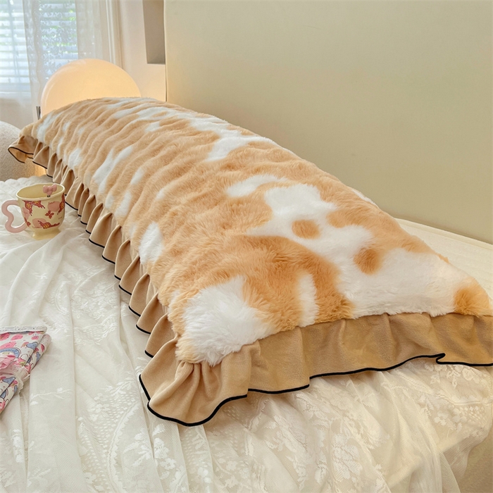 91家纺网 家纺一手货源 找家纺 （总）梦舒羽 2025新款兔毛绒花边双人枕套牛奶绒加长情侣枕芯套雪花绒枕头套-泡泡