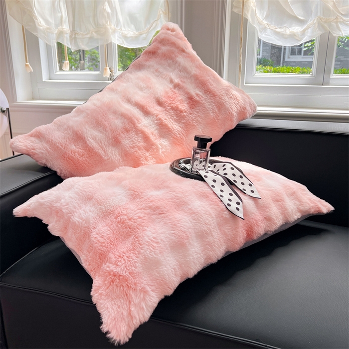 91家纺网 家纺一手货源 找家纺 梦舒羽 2025新款兔毛绒单人枕套牛奶绒枕芯套雪花绒宿舍枕头套一对装-泡泡 兔毛绒泡泡-梦幻樱粉