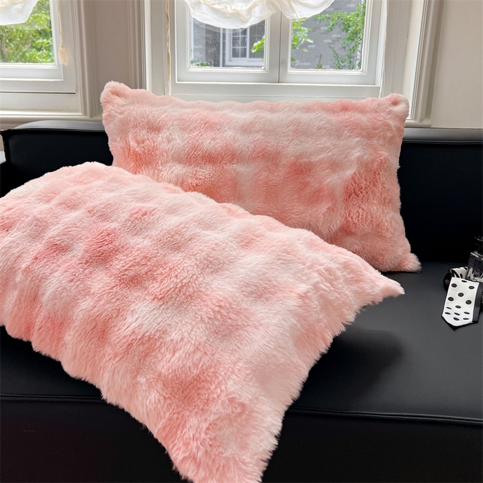 91家纺网 家纺一手货源 找家纺 梦舒羽 2025新款兔毛绒单人枕套牛奶绒枕芯套雪花绒宿舍枕头套一对装-泡泡 兔毛绒泡泡-梦幻樱粉