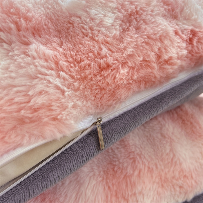 91家纺网 家纺一手货源 找家纺 梦舒羽 2025新款兔毛绒单人枕套牛奶绒枕芯套雪花绒宿舍枕头套一对装-泡泡 兔毛绒泡泡-梦幻樱粉