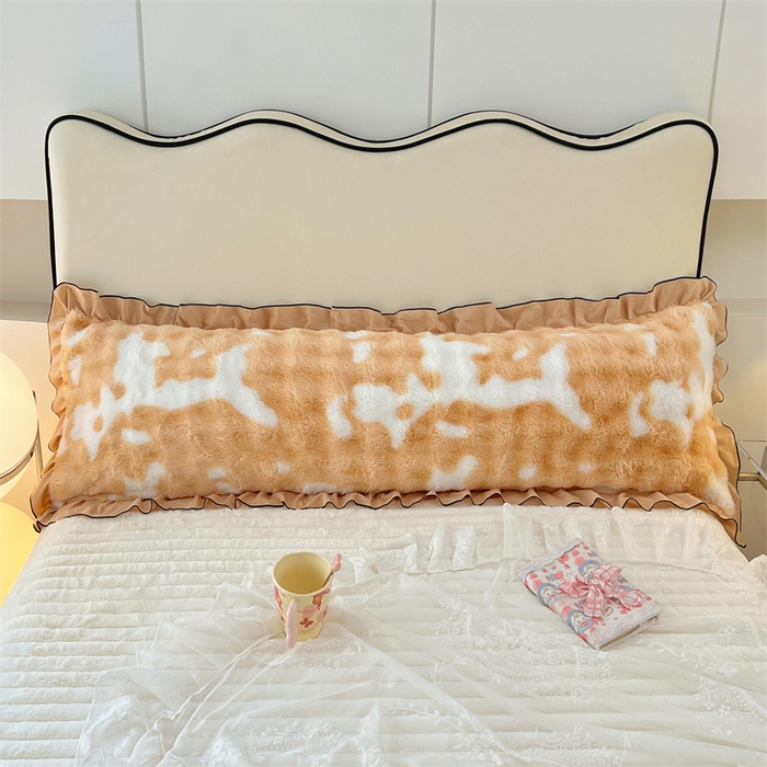 91家纺网 家纺一手货源 找家纺 （总）梦舒羽 2025新款兔毛绒花边双人枕套牛奶绒加长情侣枕芯套雪花绒枕头套-泡泡