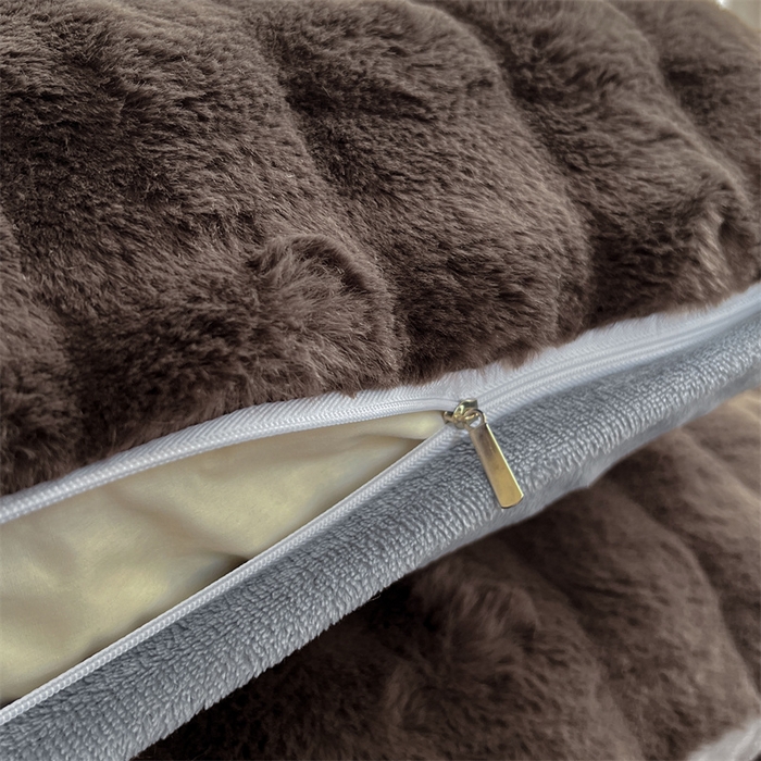 91家纺网 家纺一手货源 找家纺 梦舒羽 2025新款兔毛绒单人枕套牛奶绒枕芯套雪花绒宿舍枕头套一对装-泡泡 兔毛绒泡泡-咖啡色