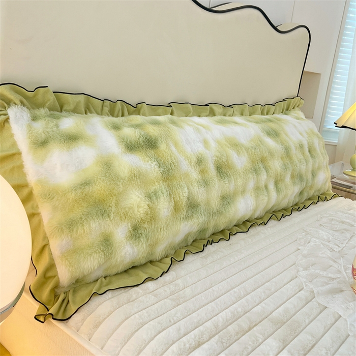 91家纺网 家纺一手货源 找家纺 （总）梦舒羽 2025新款兔毛绒花边双人枕套牛奶绒加长情侣枕芯套雪花绒枕头套-泡泡