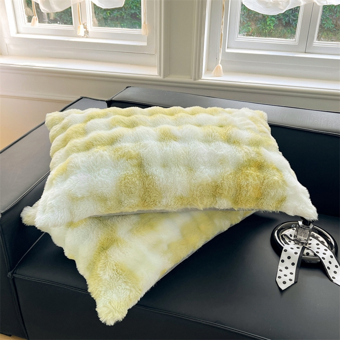 91家纺网 家纺一手货源 找家纺 梦舒羽 2025新款兔毛绒单人枕套牛奶绒枕芯套雪花绒宿舍枕头套一对装-泡泡 兔毛绒泡泡-梦幻果绿