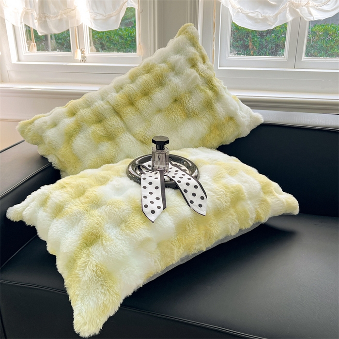 91家纺网 家纺一手货源 找家纺 梦舒羽 2025新款兔毛绒单人枕套牛奶绒枕芯套雪花绒宿舍枕头套一对装-泡泡 兔毛绒泡泡-梦幻果绿