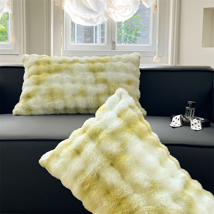 91家纺网 家纺一手货源 找家纺 梦舒羽 2025新款兔毛绒单人枕套牛奶绒枕芯套雪花绒宿舍枕头套一对装-泡泡 兔毛绒泡泡-梦幻果绿